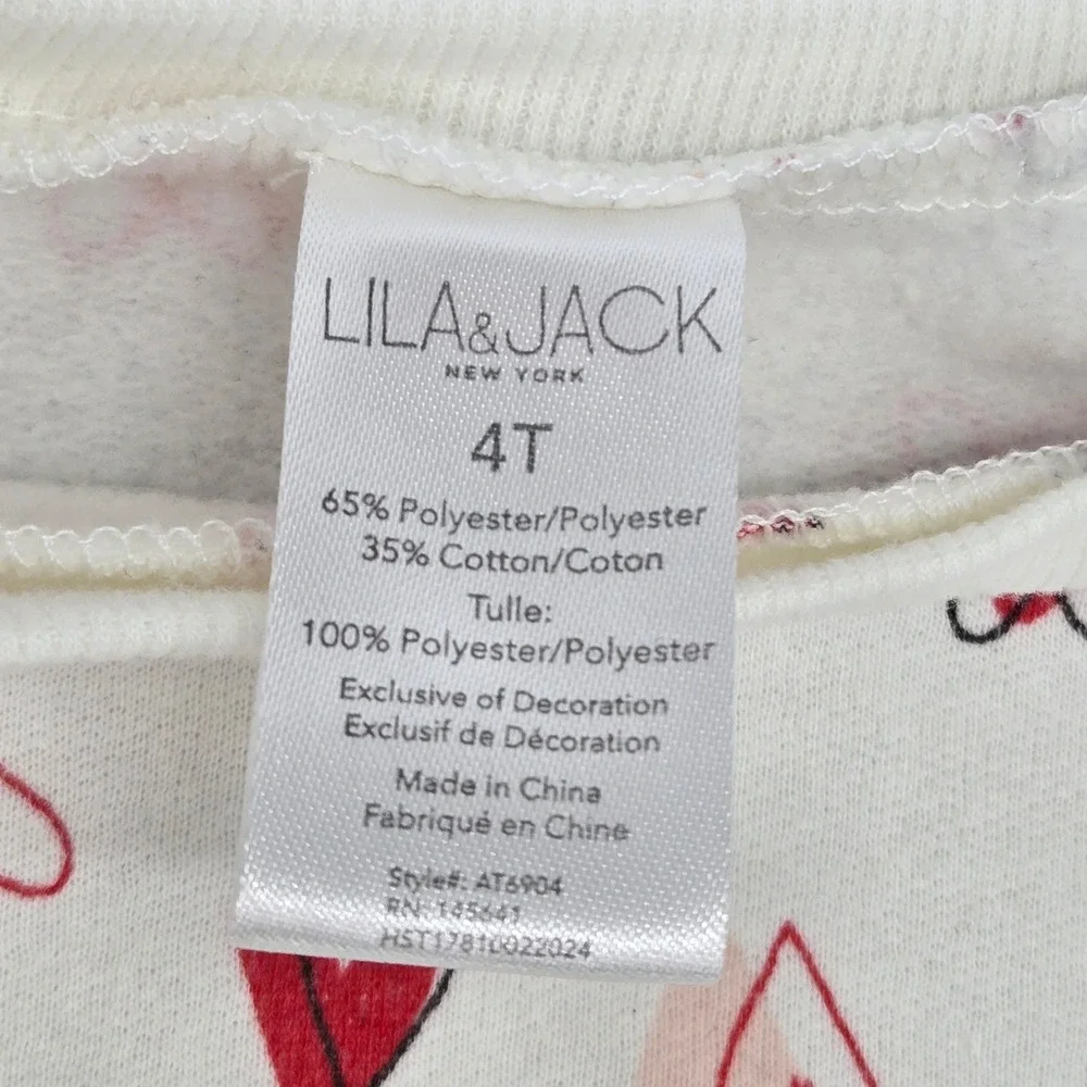 Lila & Jack 4T Heart Print Sweatshirt Jogger Set Girls Coquette Valentines Day